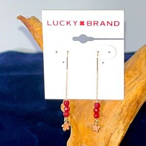 Beaded star threaded earrings